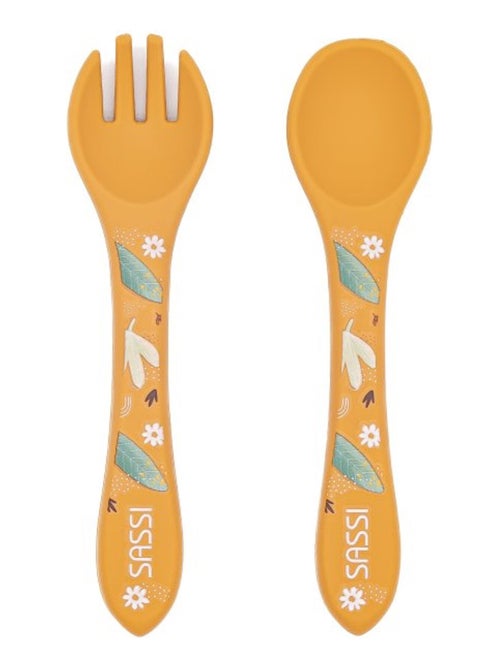 Set van siliconen vork en lepel, dieren - Kiabi