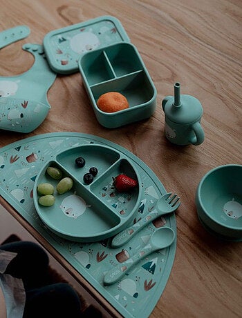 Set van siliconen vork en lepel, dieren | sassi junior