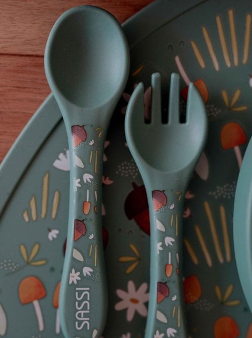 Set van siliconen vork en lepel, dieren | sassi junior - Kiabi