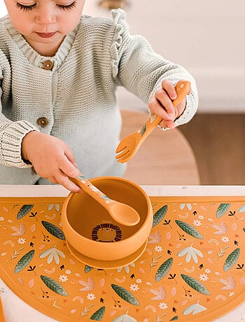 Set van siliconen vork en lepel, dieren | sassi junior