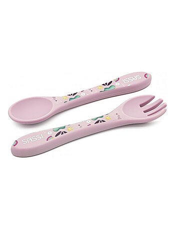 Set van siliconen vork en lepel, dieren | sassi junior
