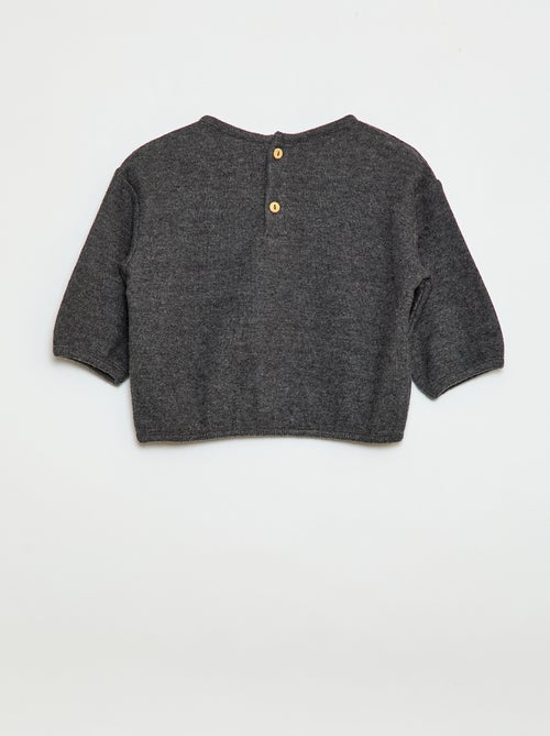 Set van trui van zachte teddy stof met knoopjes bij de hals - Kiabi