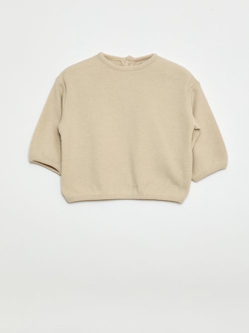 Set van trui van zachte teddy stof met knoopjes bij de hals - Kiabi