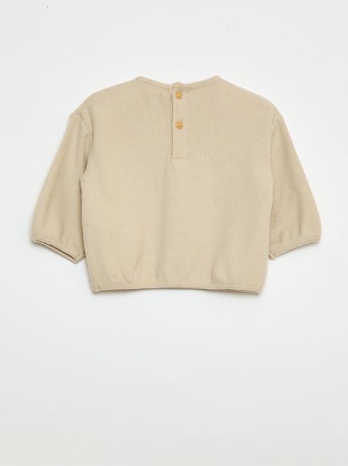 Set van trui van zachte teddy stof met knoopjes bij de hals - Kiabi