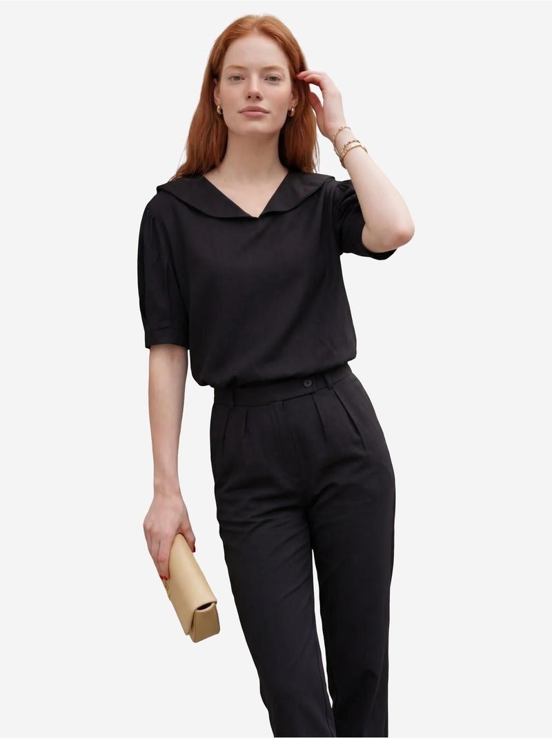 Set van twee co-ord items met sjaalkraag en knoopsluiting my fashion Zwart - Kiabi