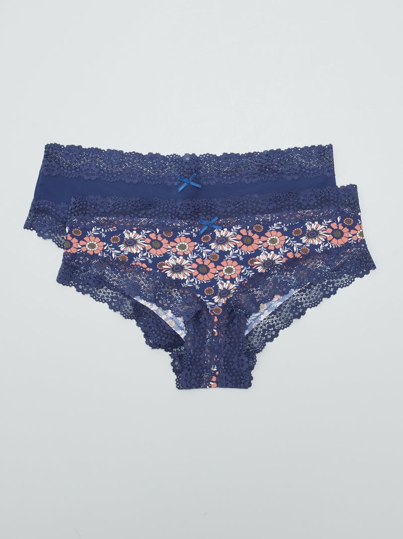 Set van twee microvezel shorty’s BLAUW - Kiabi