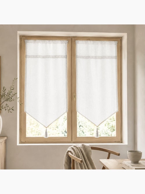 Set van twee vitragegordijnen met macramé-rand met hartjesmotief - Kiabi