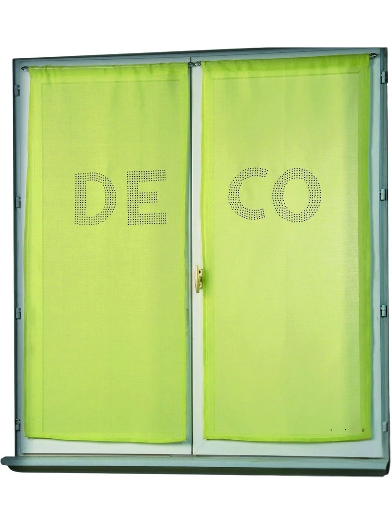 Set van twee vitragegordijnen met strass 'deco' Lichtgroen - Kiabi