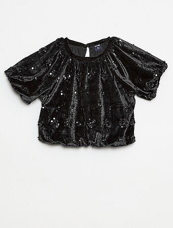 Setje - Bloesje + flared-fit broek van velours