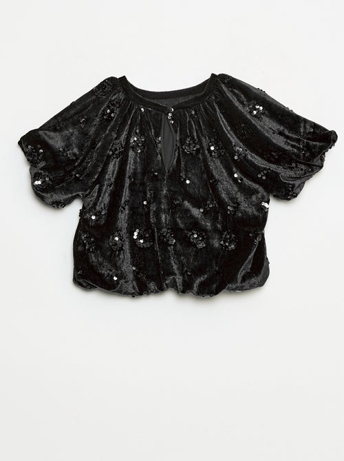 Setje - Bloesje + flared-fit broek van velours - Kiabi