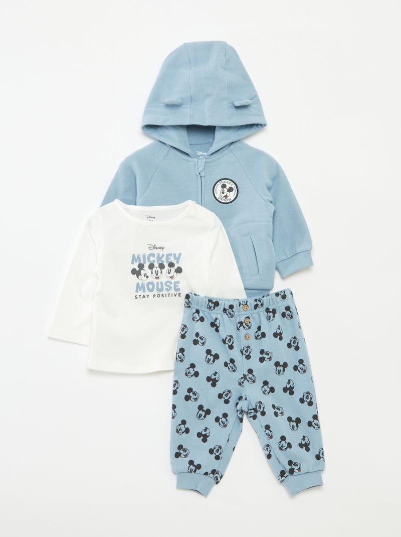 Setje - Broek + T-shirt + hoodie 'Mickey' - 3-delig Blauw - Kiabi
