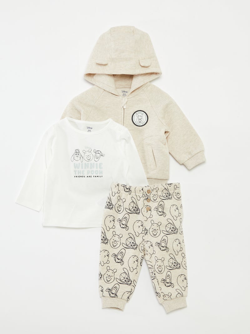 Setje - Broek + T-shirt + hoodie 'Winnie' - 3-delig Biege - Kiabi