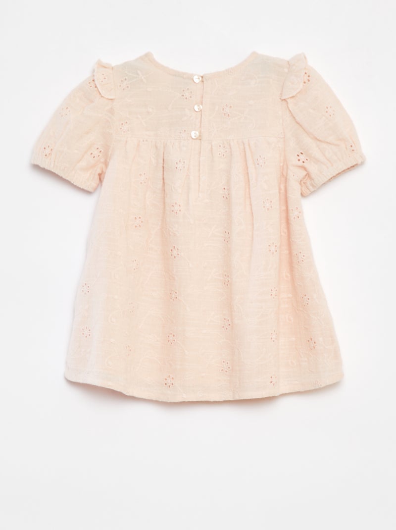 Setje - Jurk met broderie anglaise + broekje - 2-delig Biege - Kiabi