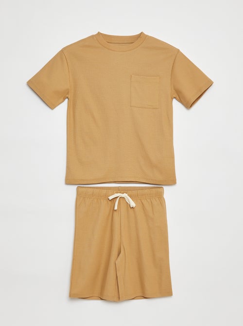 Setje - Korte pyjama van wafelstof 2-delig - Kiabi