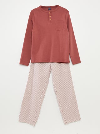 Setje - Lange pyjama - T-shirt + broek in poplin - 2-delig