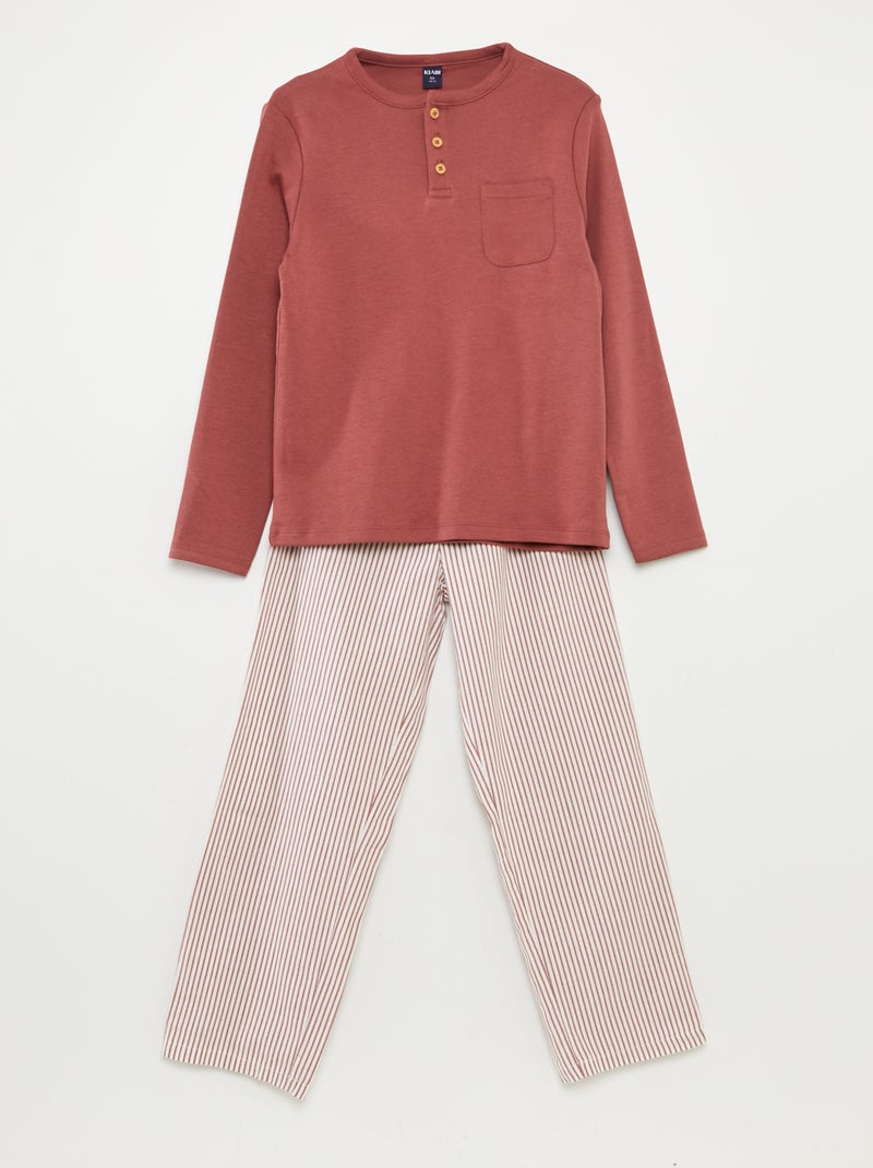 Setje - Lange pyjama - T-shirt + broek in poplin - 2-delig ROOD - Kiabi