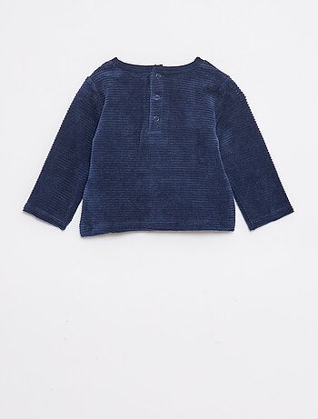 Setje - Lange pyjama met T-shirt + broek met voetjes in fleece - 2-delig