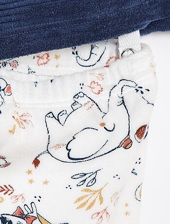 Setje - Lange pyjama met T-shirt + broek met voetjes in fleece - 2-delig