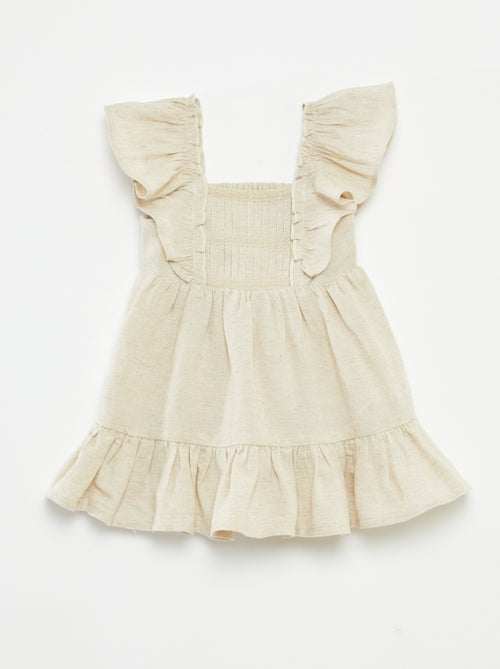 Setje - Meerkleurig jurkje met ruches + onderbroekje - 2-delig - Kiabi