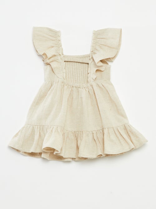 Setje - Meerkleurig jurkje met ruches + onderbroekje - 2-delig - Kiabi