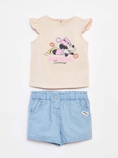 Setje - Mouwloos topje + short met print 'Minnie' - Kiabi