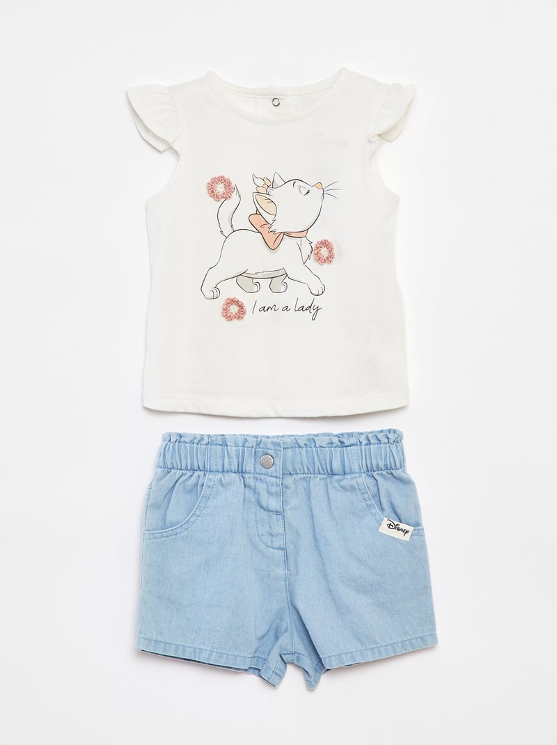 Setje - Mouwloze top + short met print 'Marie' WIT - Kiabi