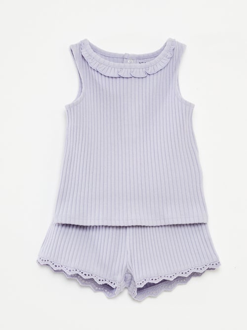 Setje - Mouwloze top + short van ribstof - 2-delig - Kiabi