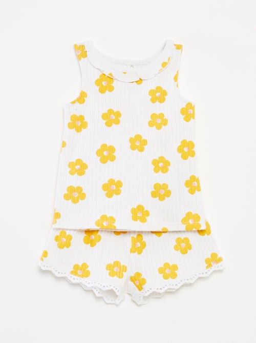 Setje - Mouwloze top + short van ribstof - 2-delig - Kiabi