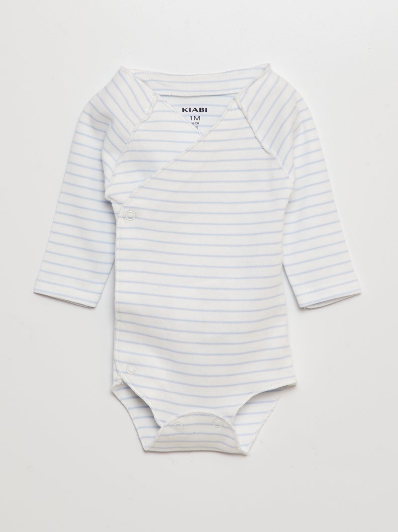 Setje - rompertje + broekje met voetjes + muts WIT - Kiabi