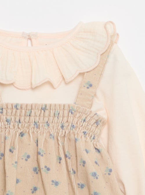 Setje - Short met bretels + T-shirt + kousenbroek - 3-delig - Kiabi