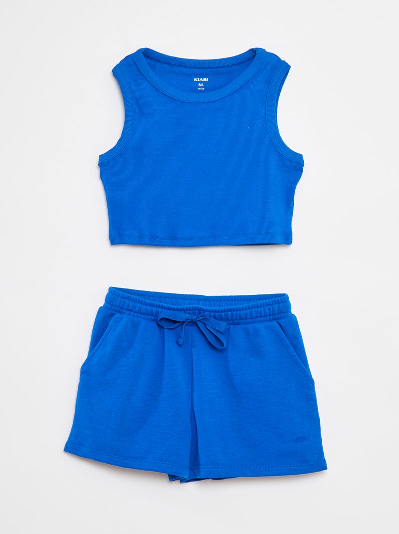 Setje - Singlet + effen short - 2-delig Blauw - Kiabi