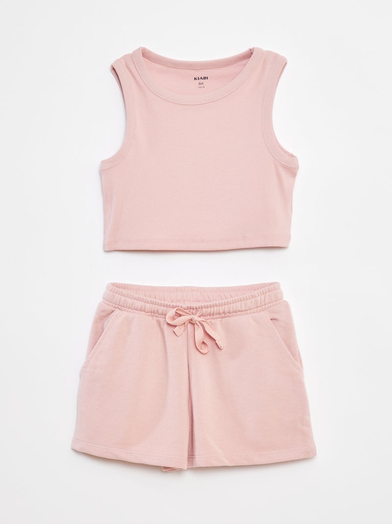 Setje - Singlet + effen short - 2-delig Rose - Kiabi