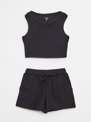 Setje - Singlet + effen short - 2-delig