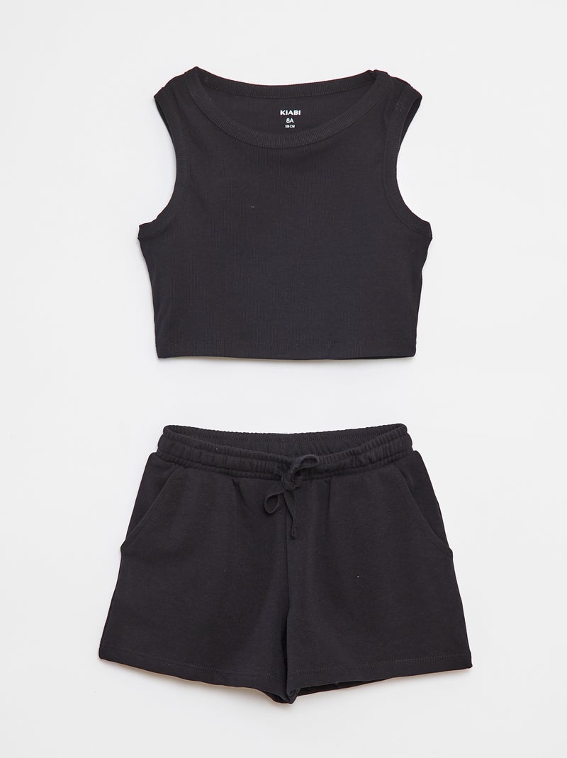 Setje - Singlet + effen short - 2-delig zwart - Kiabi