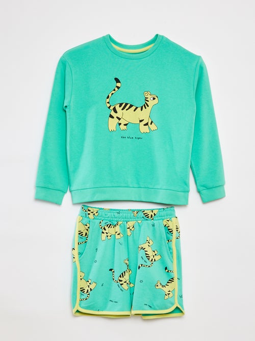 Setje - Sweater van french terry + short - 2-delig - Kiabi