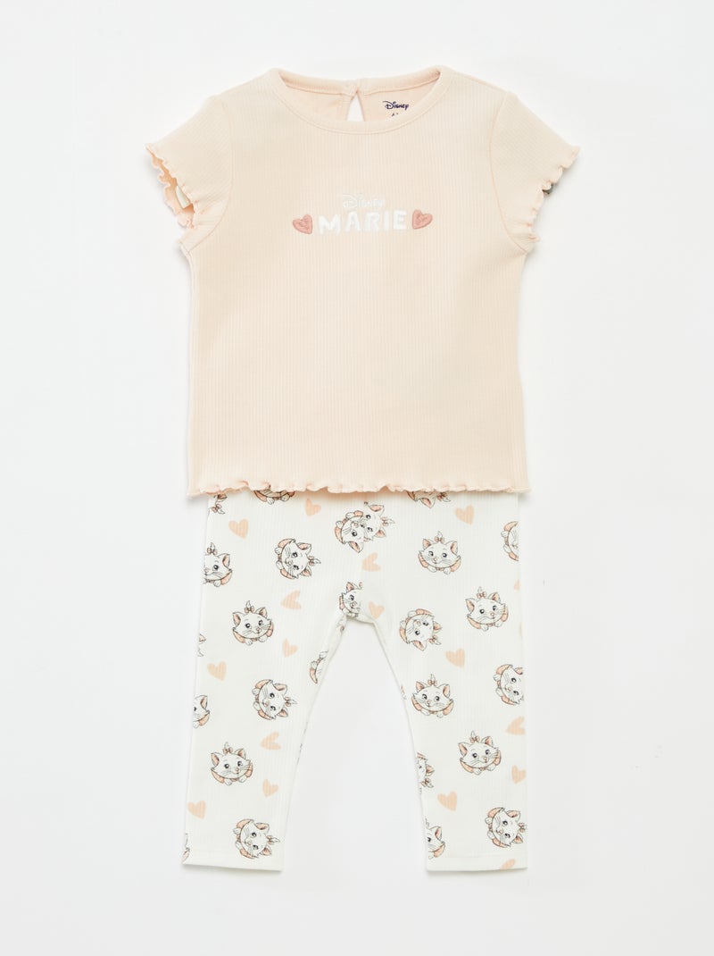 Setje - T-shirt + legging met ribbeltextuur 'Marie' - 2-delig Rose - Kiabi