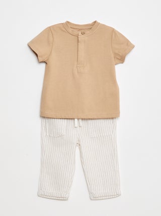 Setje - T-shirt met korte mouwen + lichte broek - 2-delig