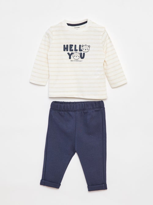 Setje - T-shirt met lange mouw + broek - 2-delig - Kiabi