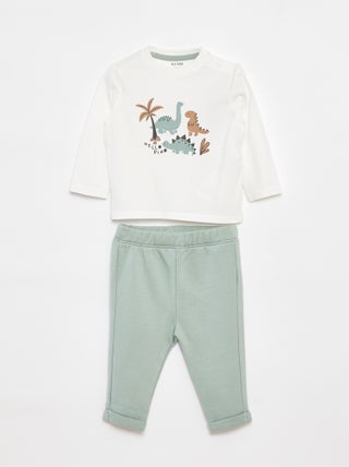 Setje - T-shirt met lange mouw + broek - 2-delig