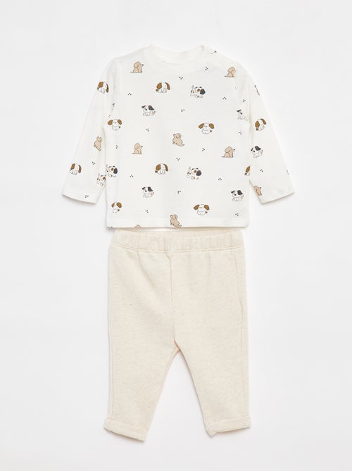 Setje - T-shirt met lange mouw + broek - 2-delig - Kiabi