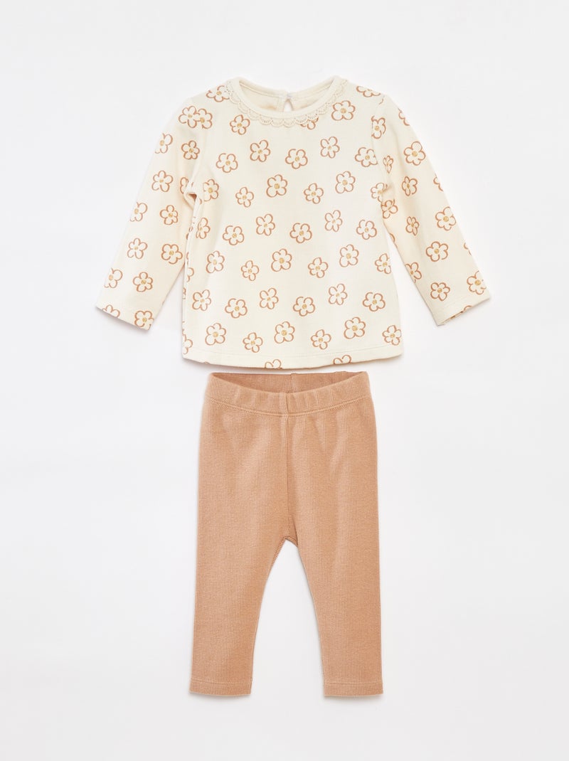Setje - T-shirt met lange mouw + legging - 2-delig Wit - Kiabi