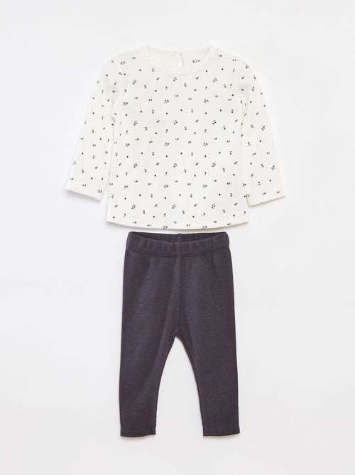 Setje - T-shirt met lange mouw + legging - 2-delig - Kiabi