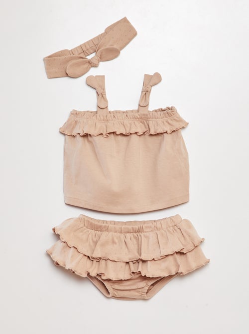 Setje - Top + bloomer + haarband - 3-delig - Kiabi