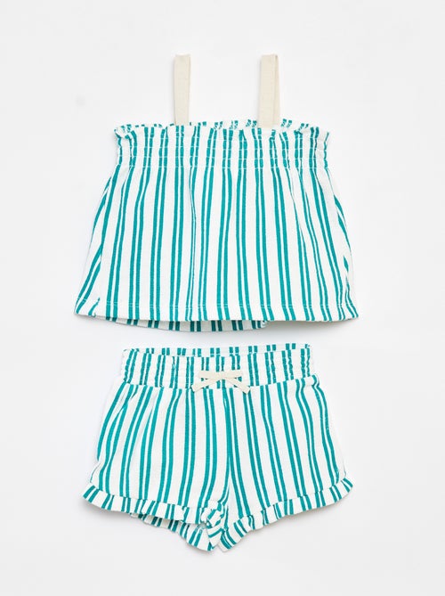 Setje - Top met bandjes + short met strepen - 2-delig - Kiabi