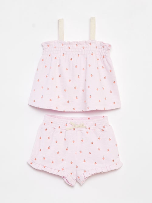 Setje - Top met bandjes + short met strepen - 2-delig - Kiabi