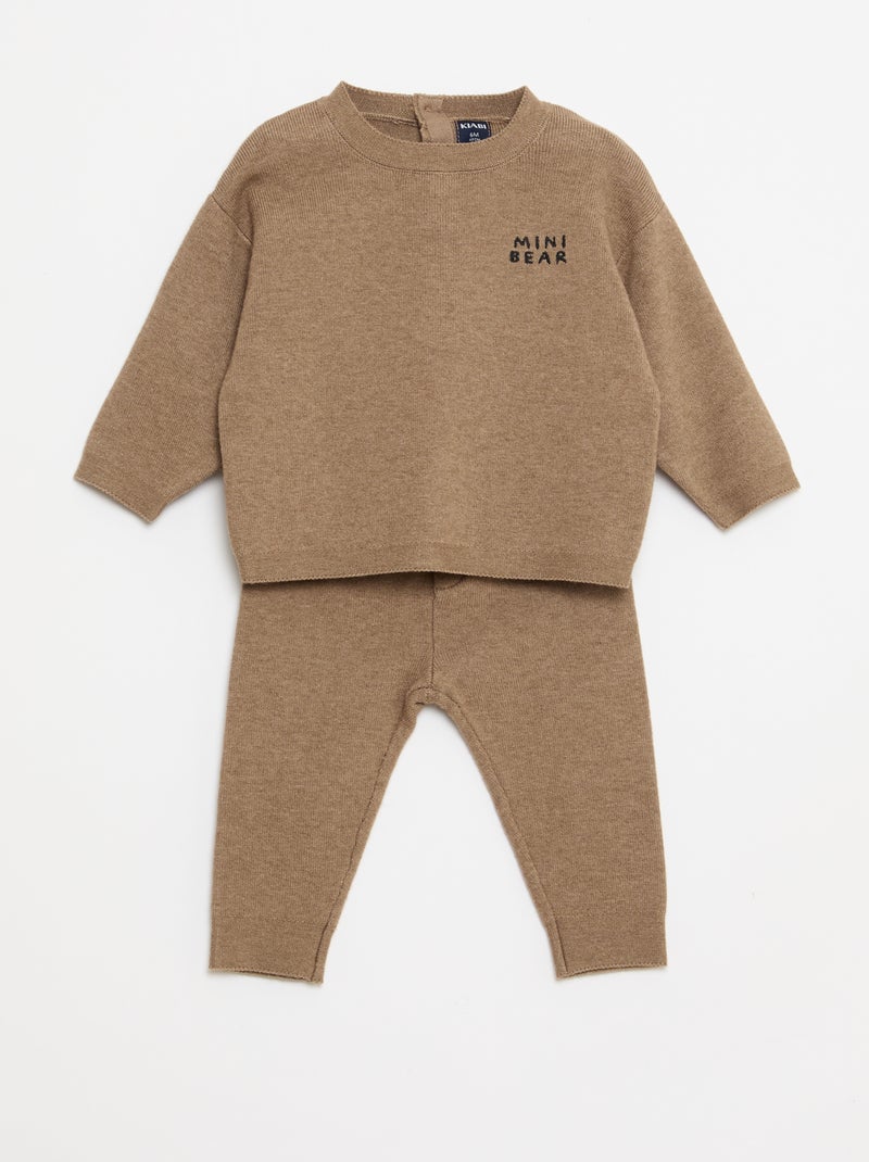 Setje - Truitje + broekje van tricot Biege - Kiabi