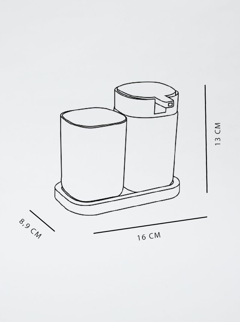 Setje - Zeepdispenser + tandenborstelbekertje WIT - Kiabi