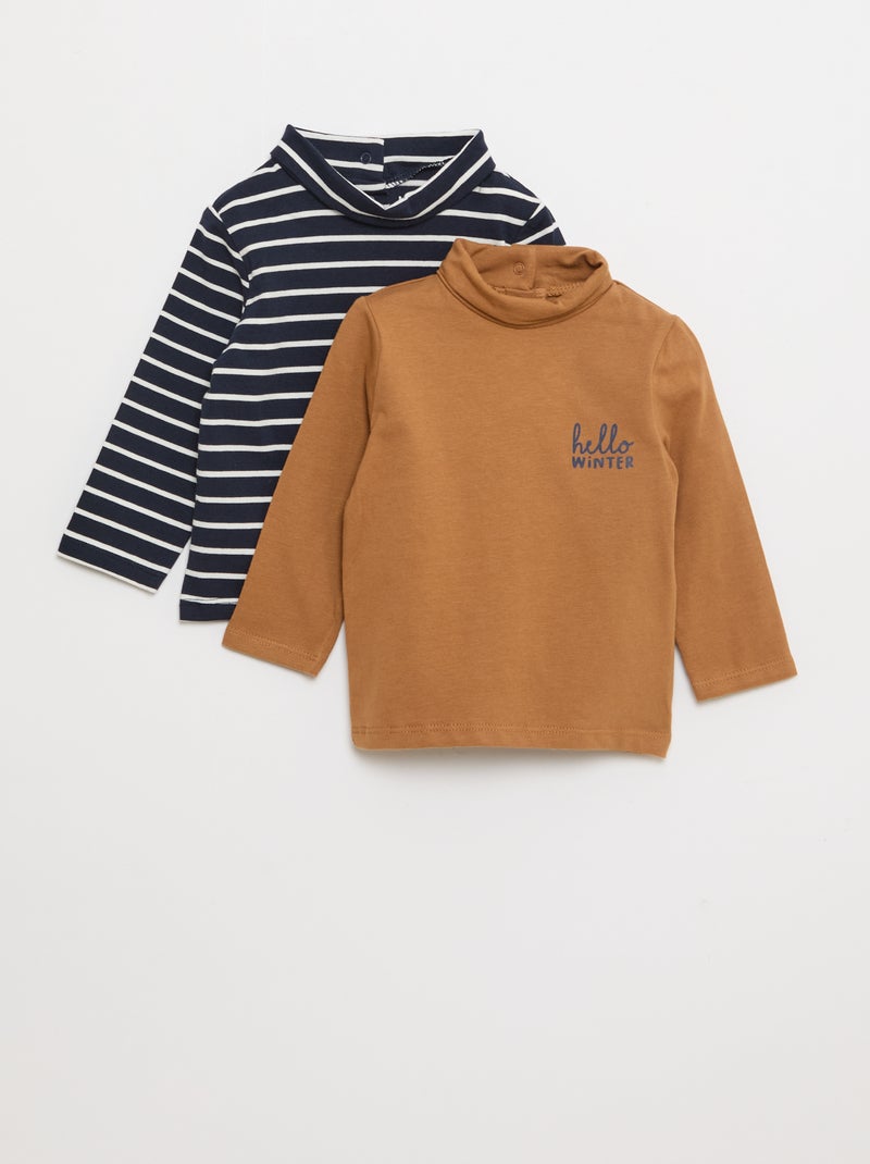 Setje coltruitjes met opstaande kraag - 2 stuks Blauw - Kiabi