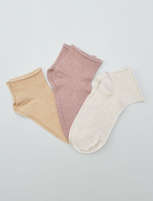 Setje halfhoge sokken met pailletten - 3 paar - Kiabi