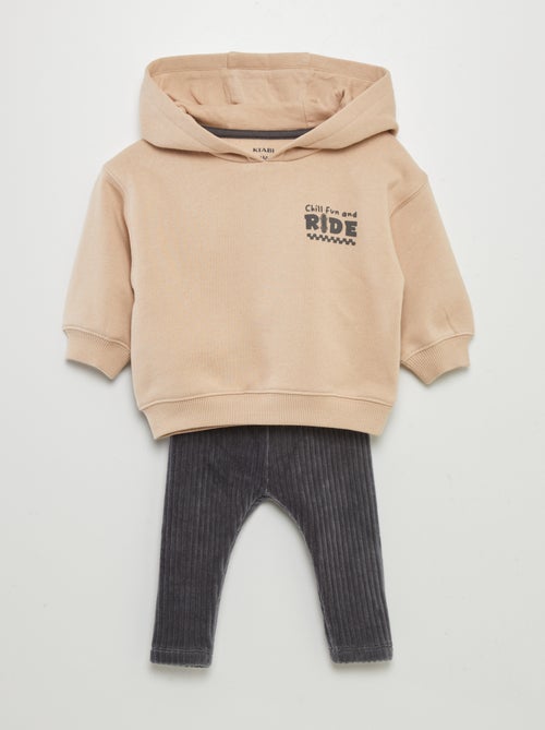 Setje: hoodie + broek van velours - 2-delig - Kiabi